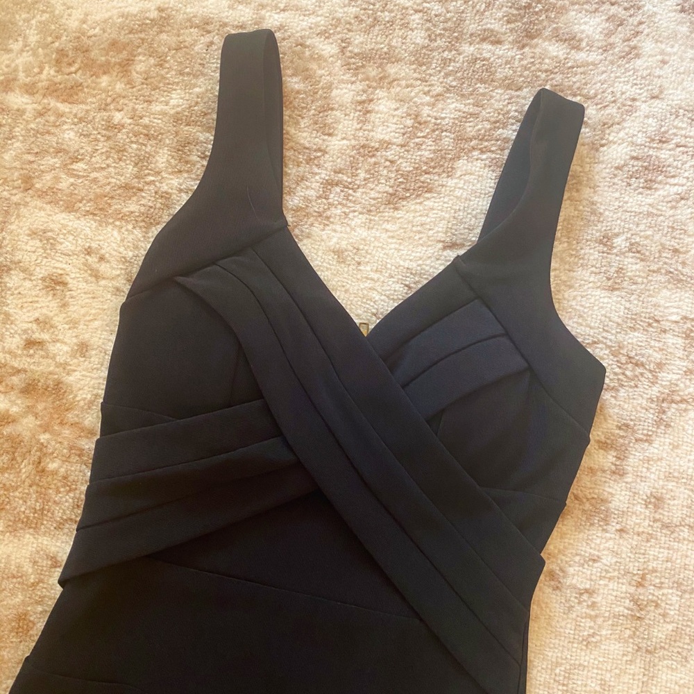 Black bodycon deep V going out dress!